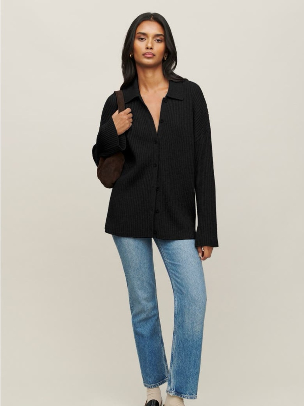 Reformation Fantino Cashmere Collared Cardigan